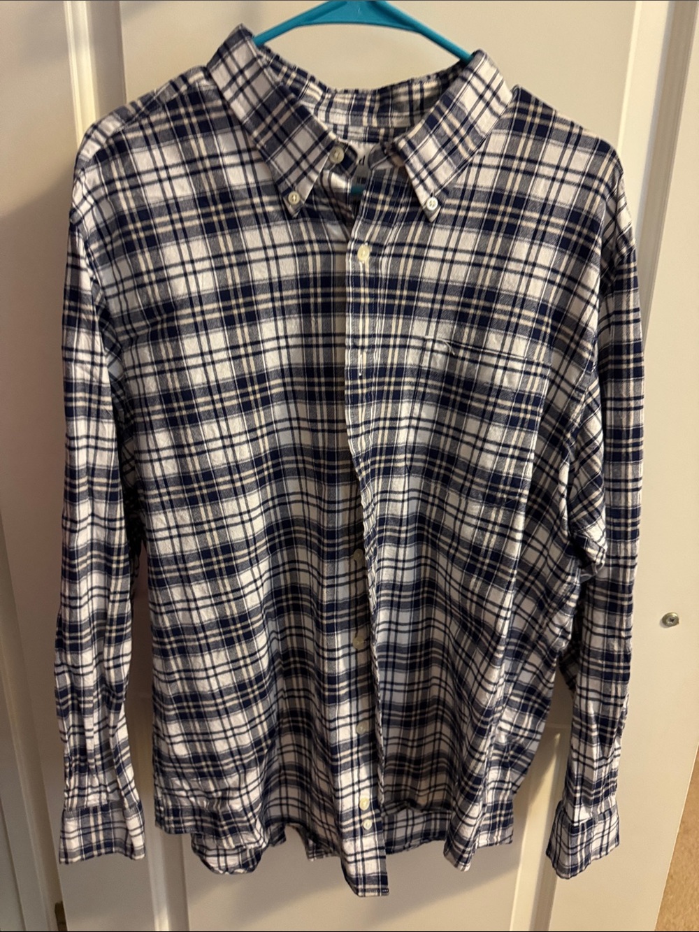 Saddlebred Navy and White Plaid Button-Down Shirt